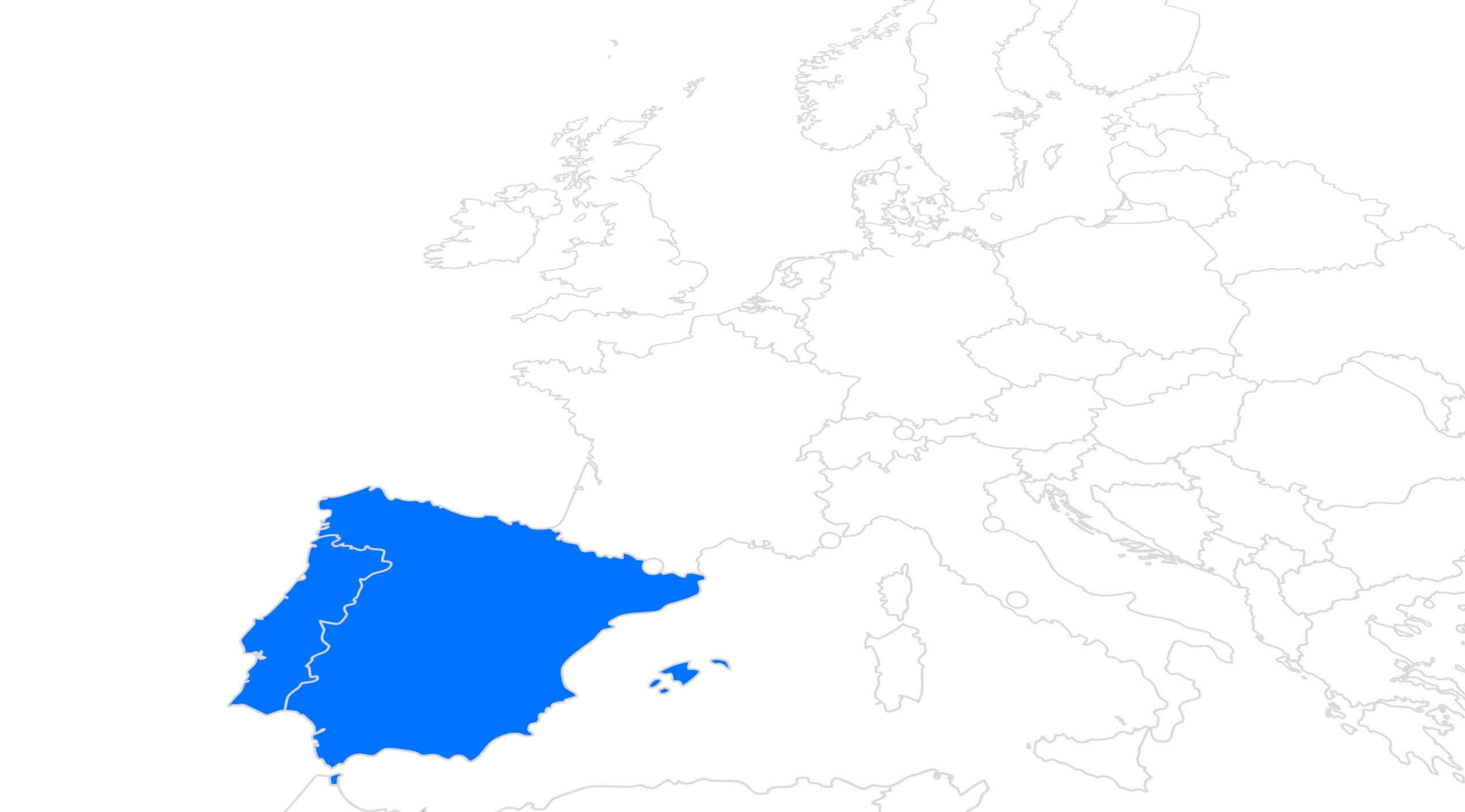 España y Portugal resaltados en un mapa de Europa